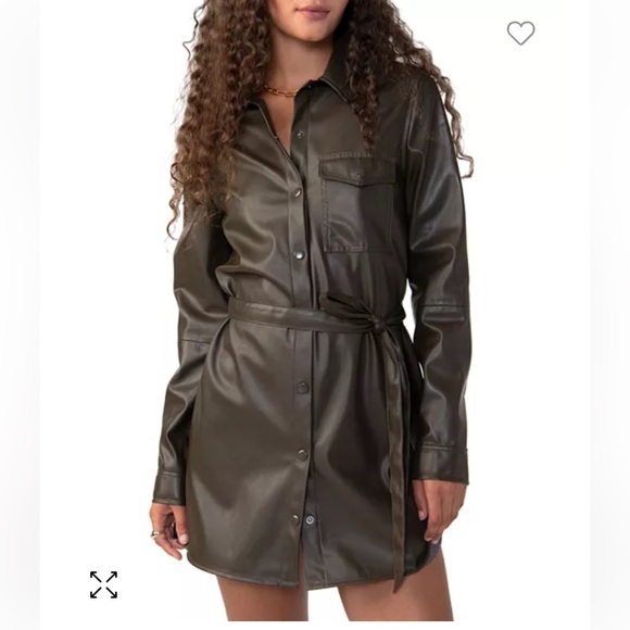 Sanctuary Olive Green Shirt Dress Sash Tie One Pocket Button Down Large NWT‎ - Picture 1 of 12